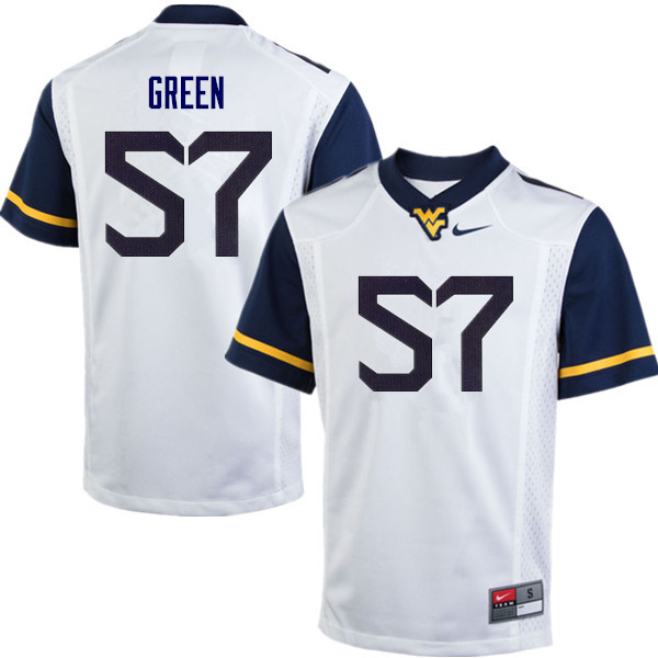 Men #57 Nate Green West Virginia Mountaineers College Football Jerseys Sale-White